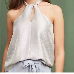 NWT Anthropologie Maeve Elegant Silver Halter Top